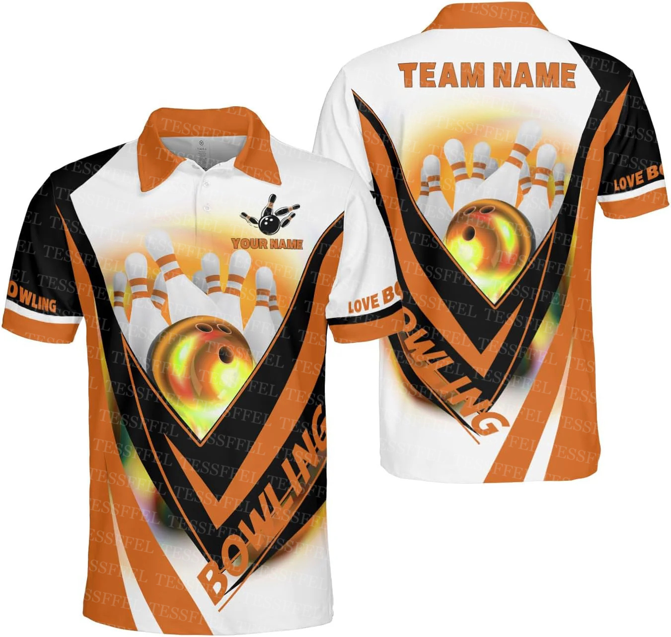 Short Sleeve Bowling Shirt Retro - Benutzerdefinierte Name Graffiti Flamme Farbverlauf Bowling