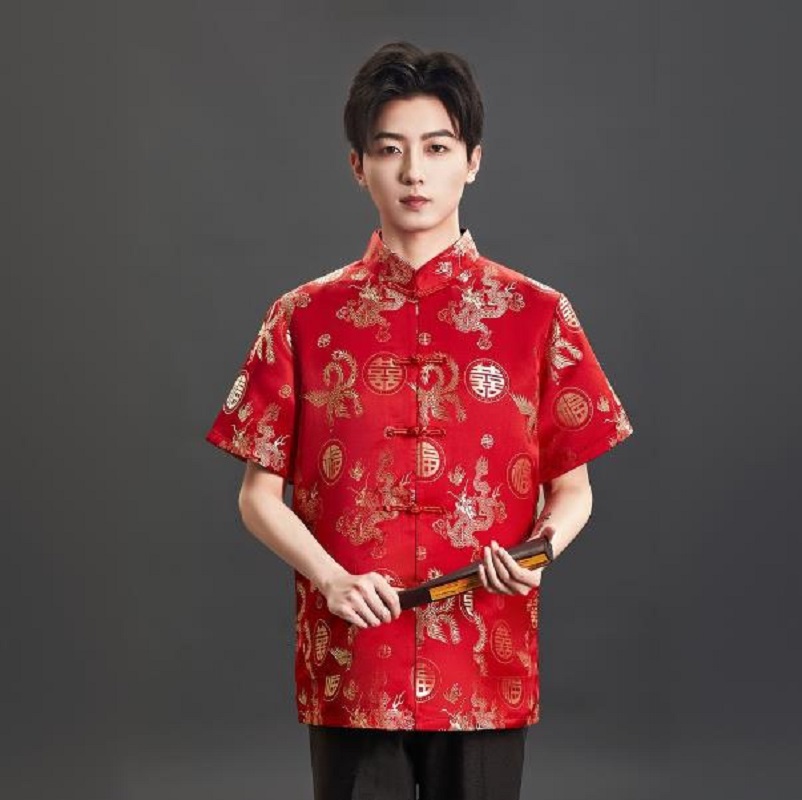 Mens Satin Silk Dress Shirt - Neues Tang-T-Shirt im chinesischen Stil mit
