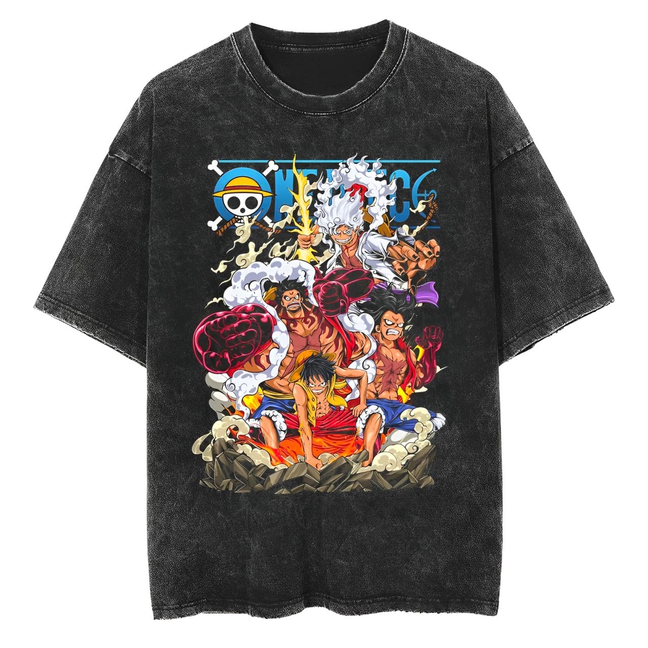 One Piece Luffy Gear 2 3 4 5 T – Acid Wash Vintage Graphic T Shirt Bewertung und Preis