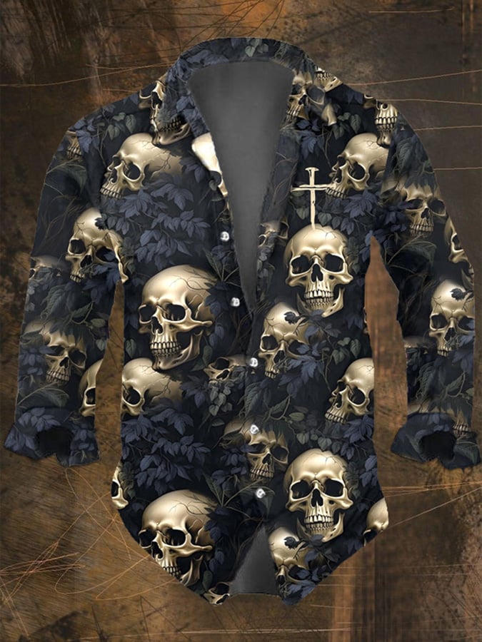 Halloween Men's Dark Skull Pri – Vintage Hawaiian Floral Shirt Bewertung und Preis