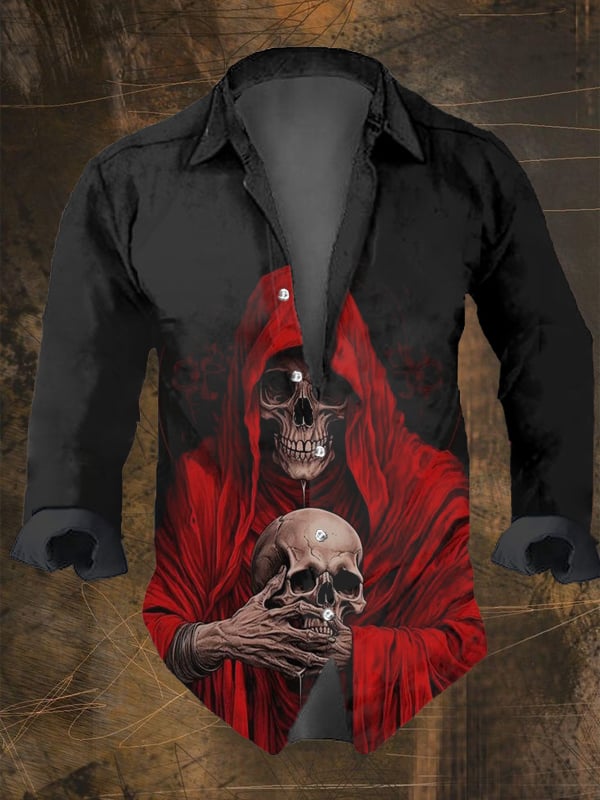 Halloween Men's Dark Skull Pri – Vintage Hawaiian Floral Shirt Bewertung und Preis