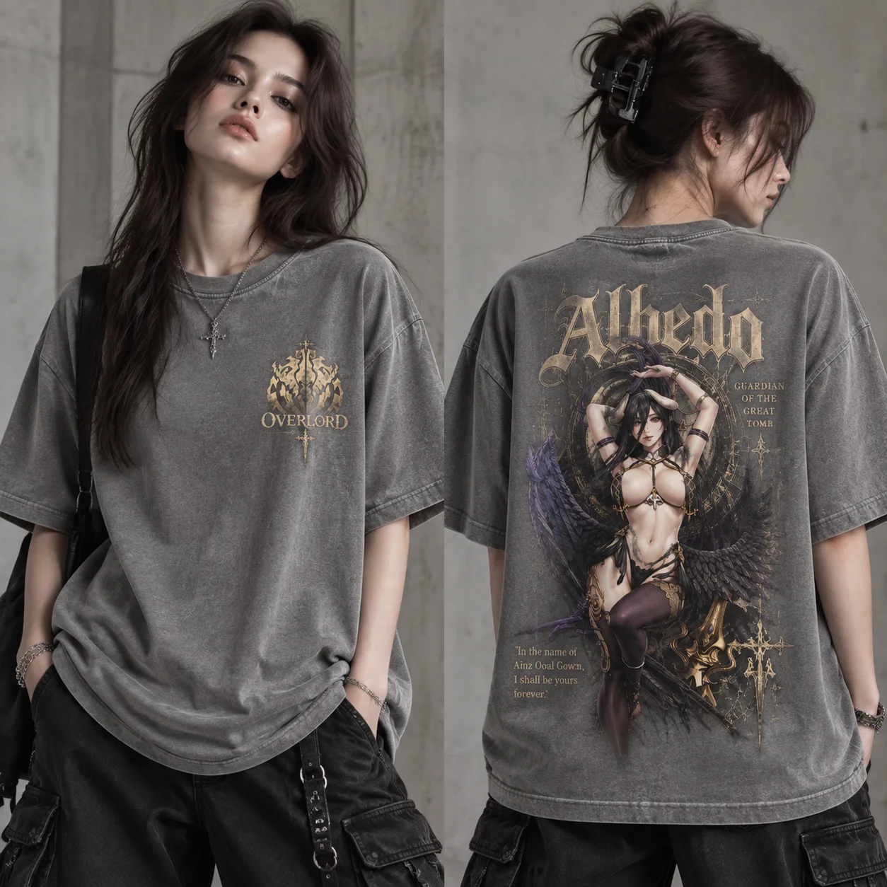 Albedo Overlord Grafik-T-Shirt – Acid Wash Vintage Graphic T Shirt Bewertung und Preis