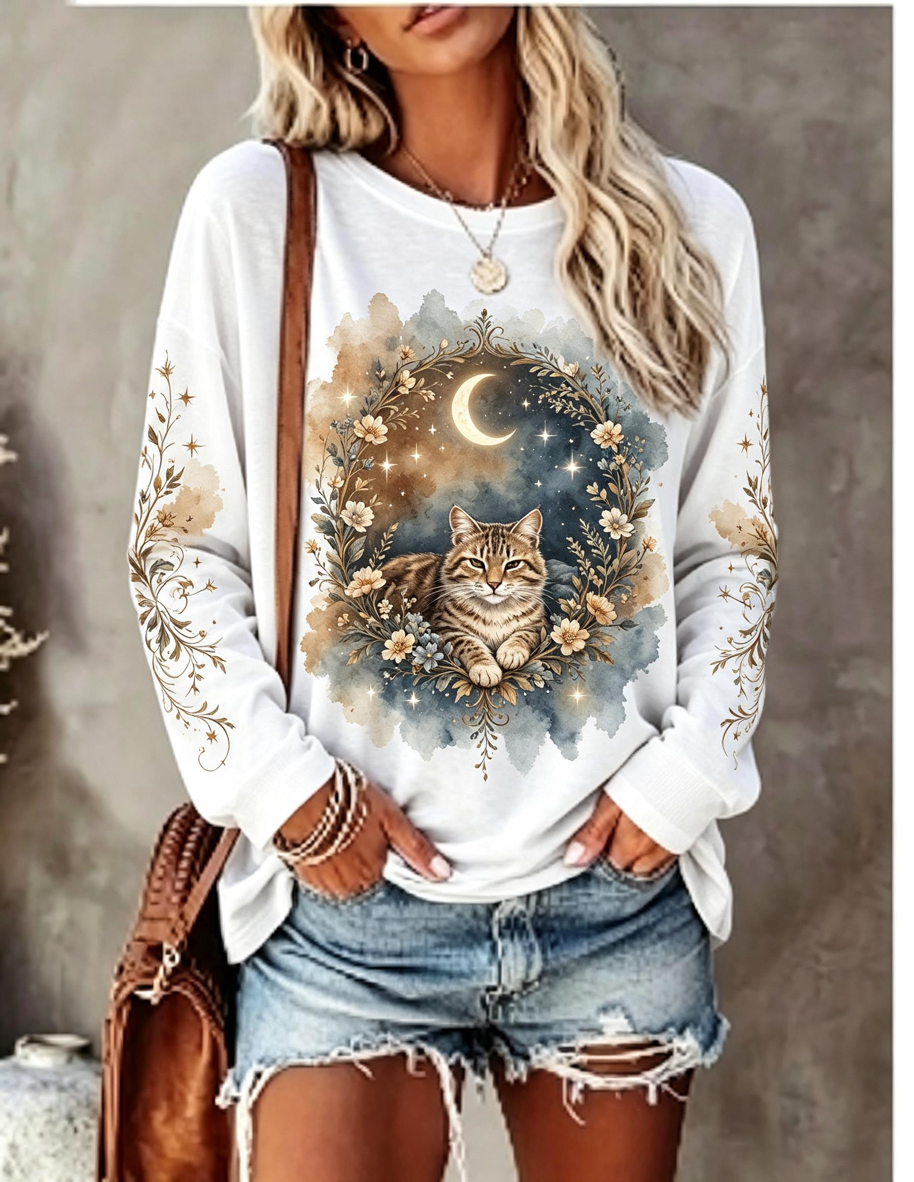 Damen-Langarm-T-Shirt mit Wolf – T-Shirts Bewertung und Preis